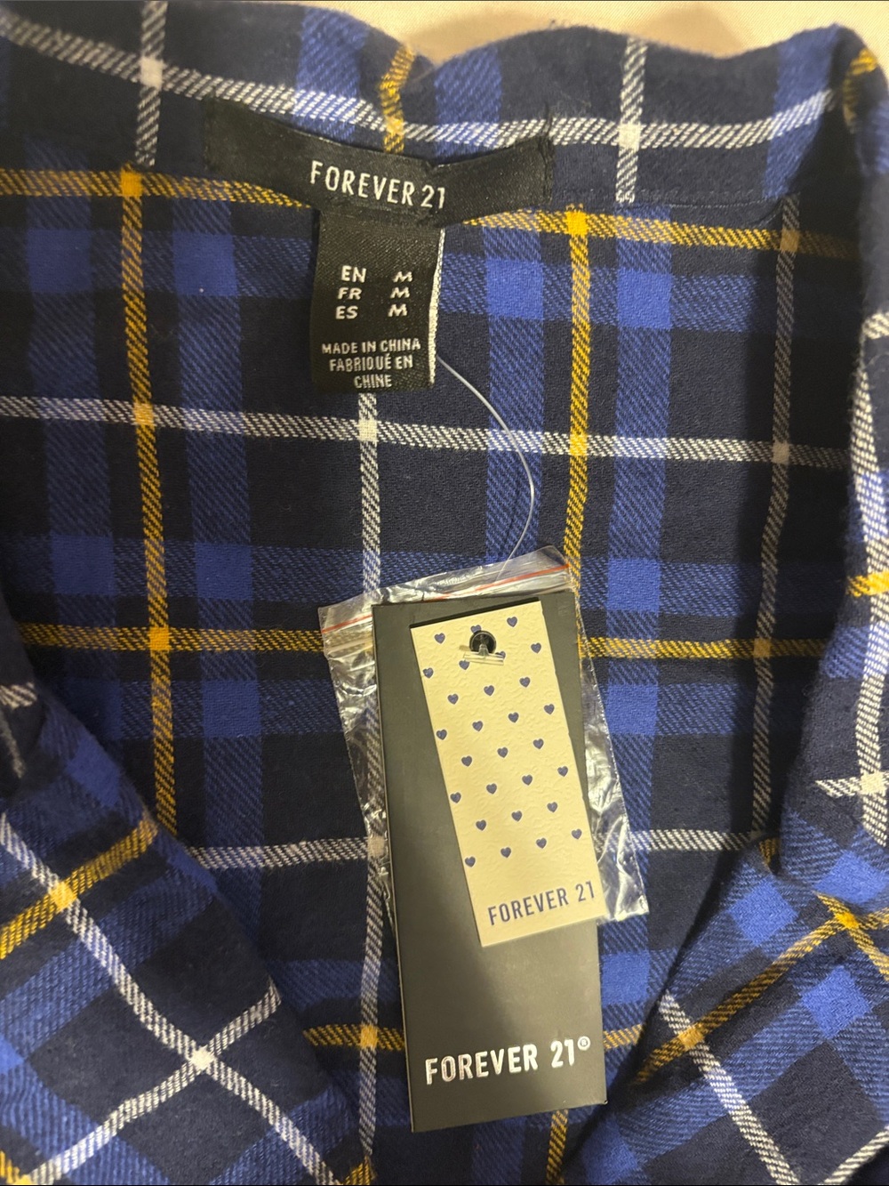 BNWT Forever 21 Women’s Blue Plaid 2-Piece Pajama Pj Set - Picture 2 of 5
